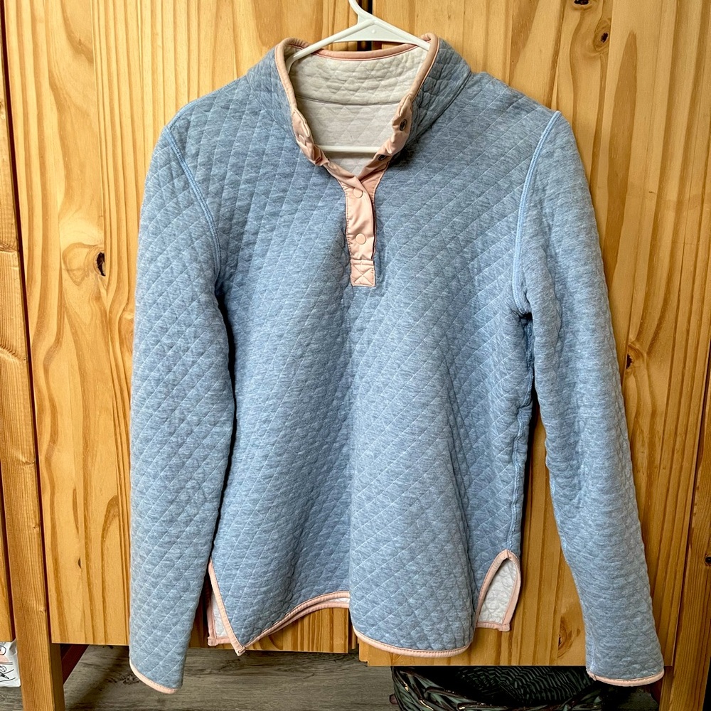 Marine Layer Corbet Pullover Sweatshirt, Blue/White Size Medium